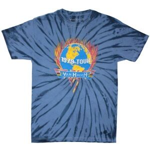 VAN HALEN Flame Globe 1979 World Tour Tie Dye T-shirt